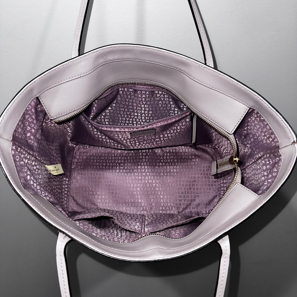 Kate Spade New York Tote Bag Handbag Shoulder Bag Purse Grey Lilac $329 - Picture 4 of 11